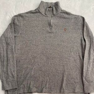 Polo Ralph Lauren Quarter Zip Men's L Estate Rib Luxury Pony Logo Gray Vintage